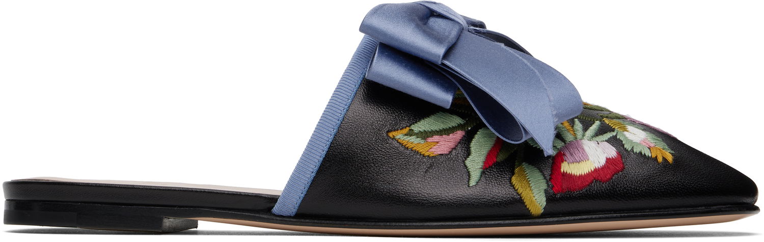 Skopleje Valentino Valentino Garavani Beauregard Slip-On Loafers with Floral Embroidery and Bow Detail Sort | 6W2S0LJ4RHP, 0