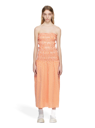 Kjole KENZO Paris Check Midi Dress Orange | FD52RO1079LN