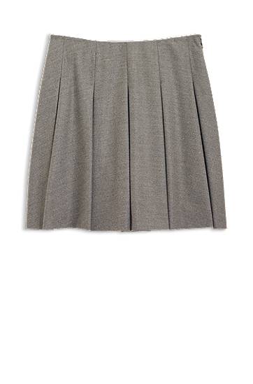 Nederdel BOSS Melange Stretch Flannel Pleated Mini Skirt Grå | 50547638
