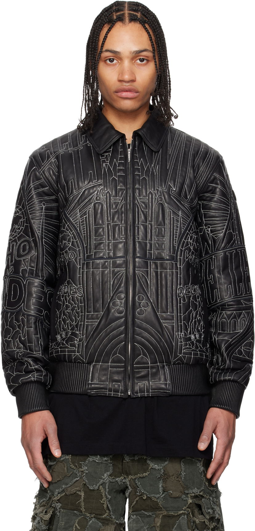 Bomberjakke Who Decides War Who Decides War Pelle Pelle Edition Cathedral Leather Jacket Sort | 1131430002SS25