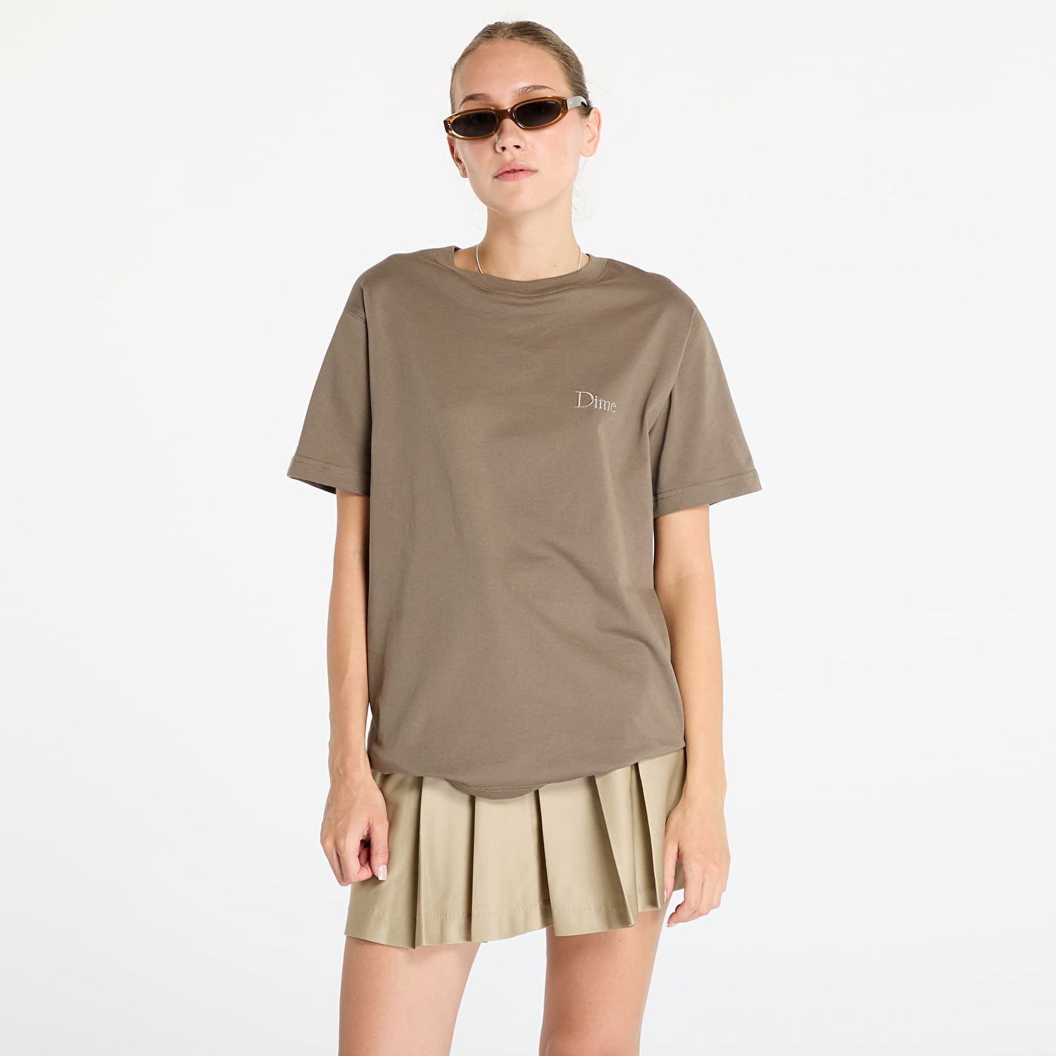 T-shirt Dime Classic Small Logo T-Shirt UNISEX Deep Sepia Brun | DIMESU2417SEP, 1