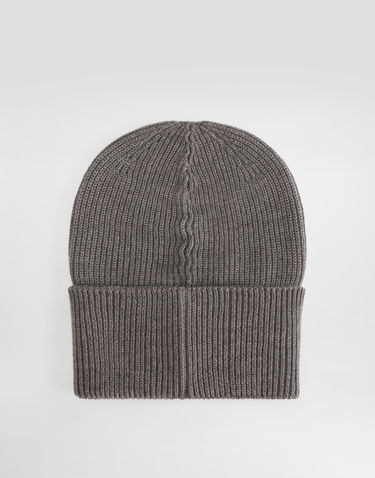 Beanie Dolce & Gabbana Dolce & Gabbana Ribbed Knit Wool Beanie with Embossed Logo Patch Grå | GX15KZJDVCIS8292, 1