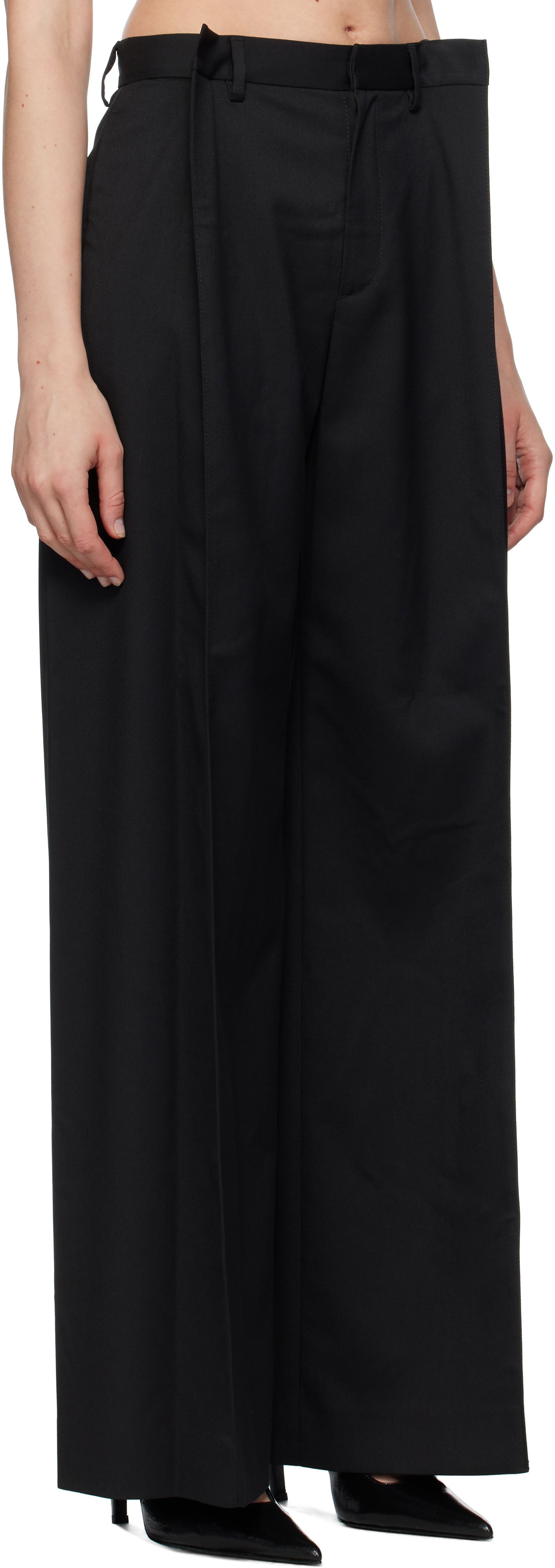 Bukser Maison Margiela MM6 Maison Margiela Tailoring Blend Wide-Leg Trousers Sort | S52KA0539 M35227, 1