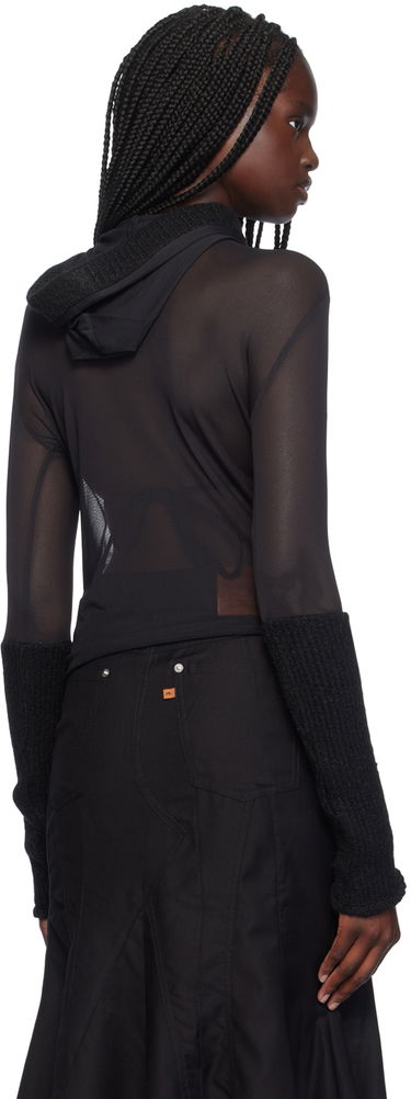 Sweater Miaou Miaou Mari Sheer Mesh Hoodie Sort | 8105PM2BLK, 2