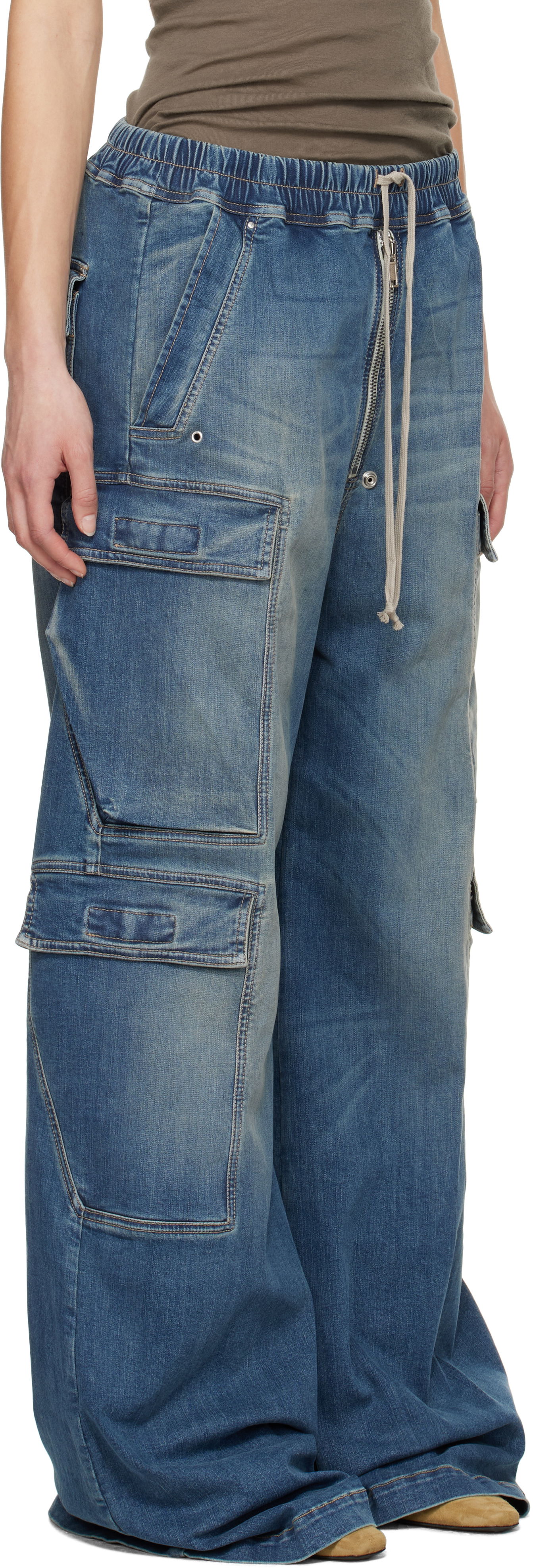 Jeans Rick Owens Rick Owens DRKSHDW Hollywood Jumbo Belas Denim Cargo Pants Blå | DS01E3324 SDWB, 1