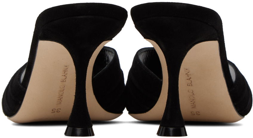 Tilbehør Manolo Blahnik Manolo Blahnik Pirua Suede Heeled Mules Sort | 423-1671, 1