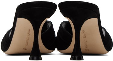 Tilbehør Manolo Blahnik Manolo Blahnik Pirua Suede Heeled Mules Sort | 423-1671, 1
