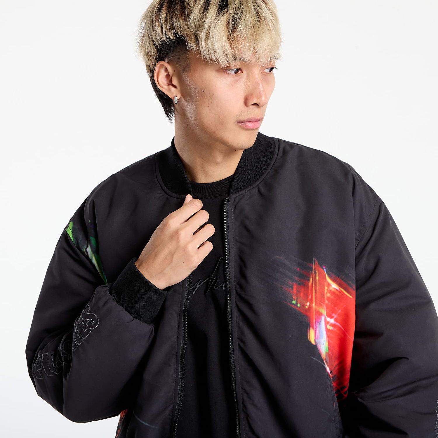 Bomberjakke Pleasures PLEASURES Daft Club Reversible Bomber Jacket Sort | P25DP001-BLACK, 1