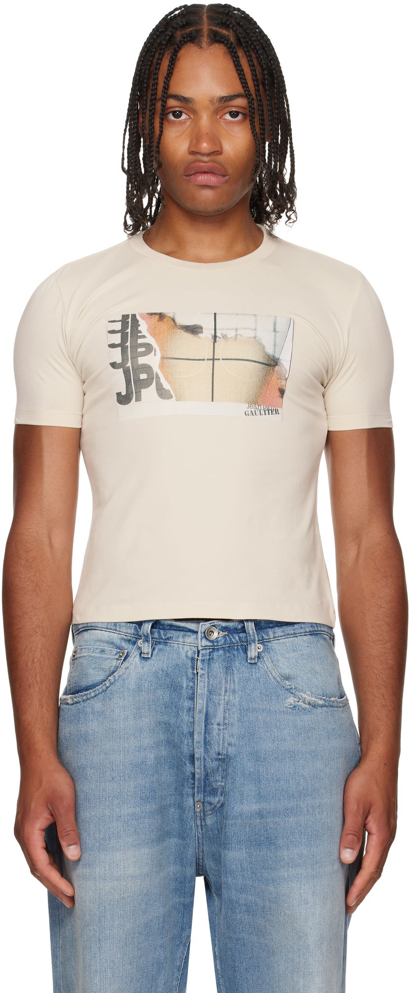 T-shirt Jean Paul Gaultier Jean Paul Gaultier Printed T-Shirt Beige | 25/03-W-TO294-J002-691501