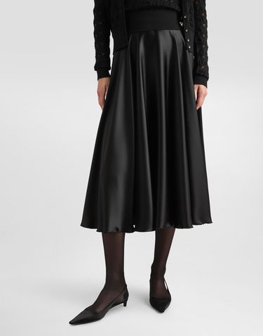 Nederdel Dolce & Gabbana Dolce & Gabbana Calf-Length Silk Satin Circle Skirt Sort | F4CSOTFU1NUN0000, 3