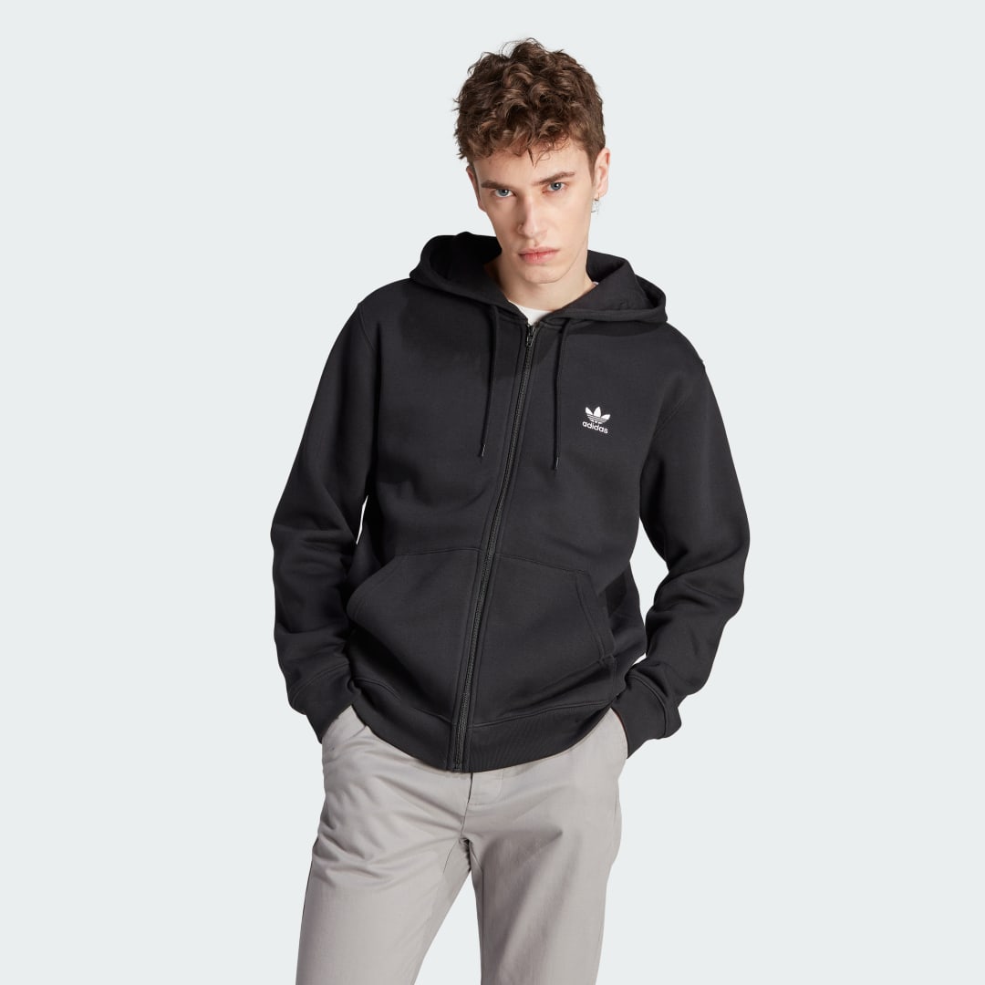 Sweatshirt adidas Originals Trefoil Essentials Full-Zip Hoodie Sort | IL2511, 1