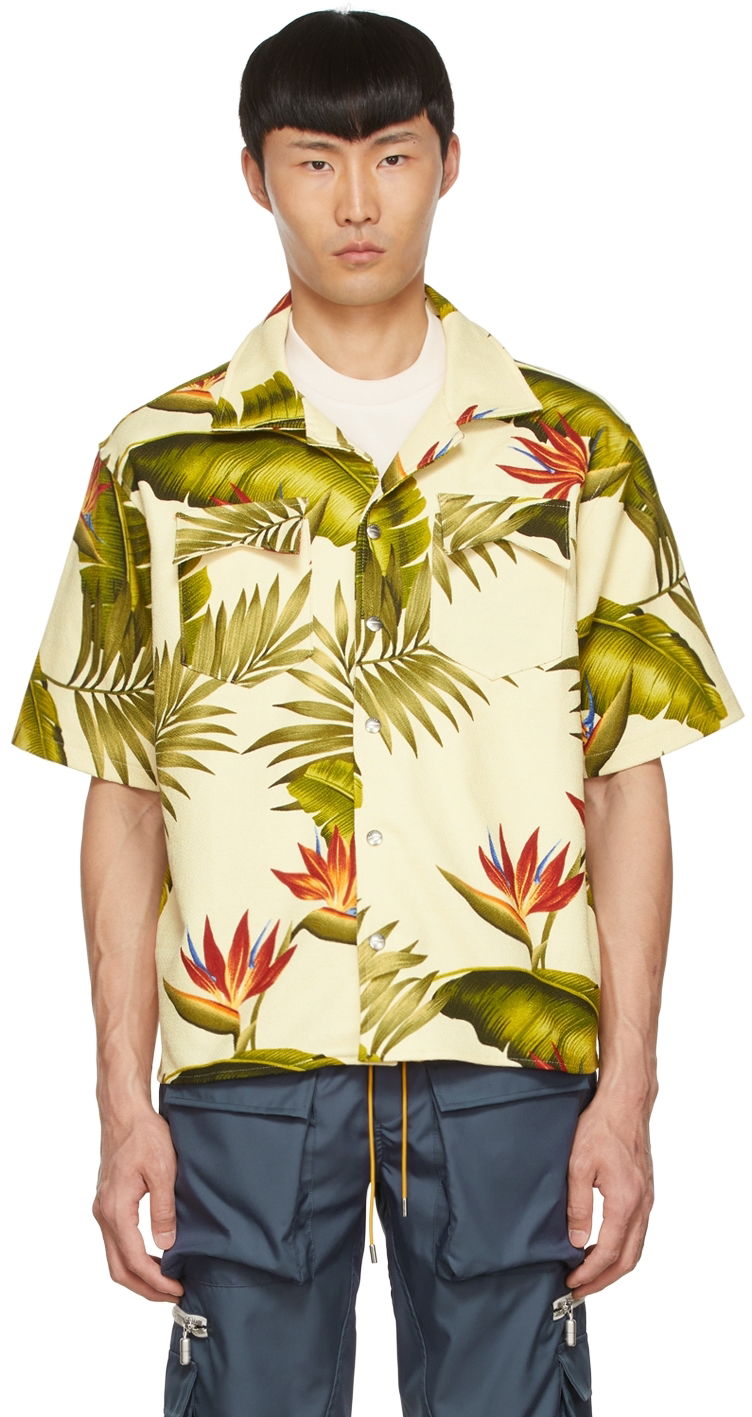 Skjorte Rhude Rhude Tropical Print Cotton Shirt Beige | RHSS22SR11016108