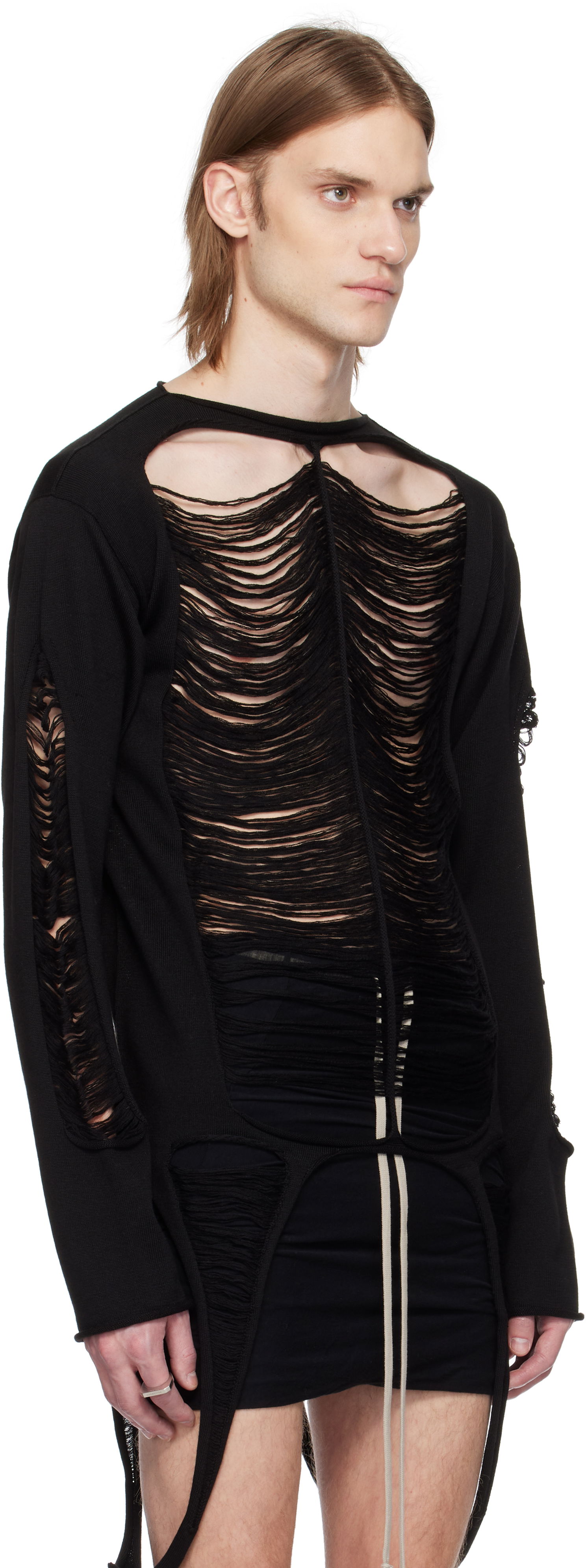 Sweater Rick Owens Rick Owens Hollywood Long Sleeve Sweater Sort | RR01E5671 KGRIDM, 1