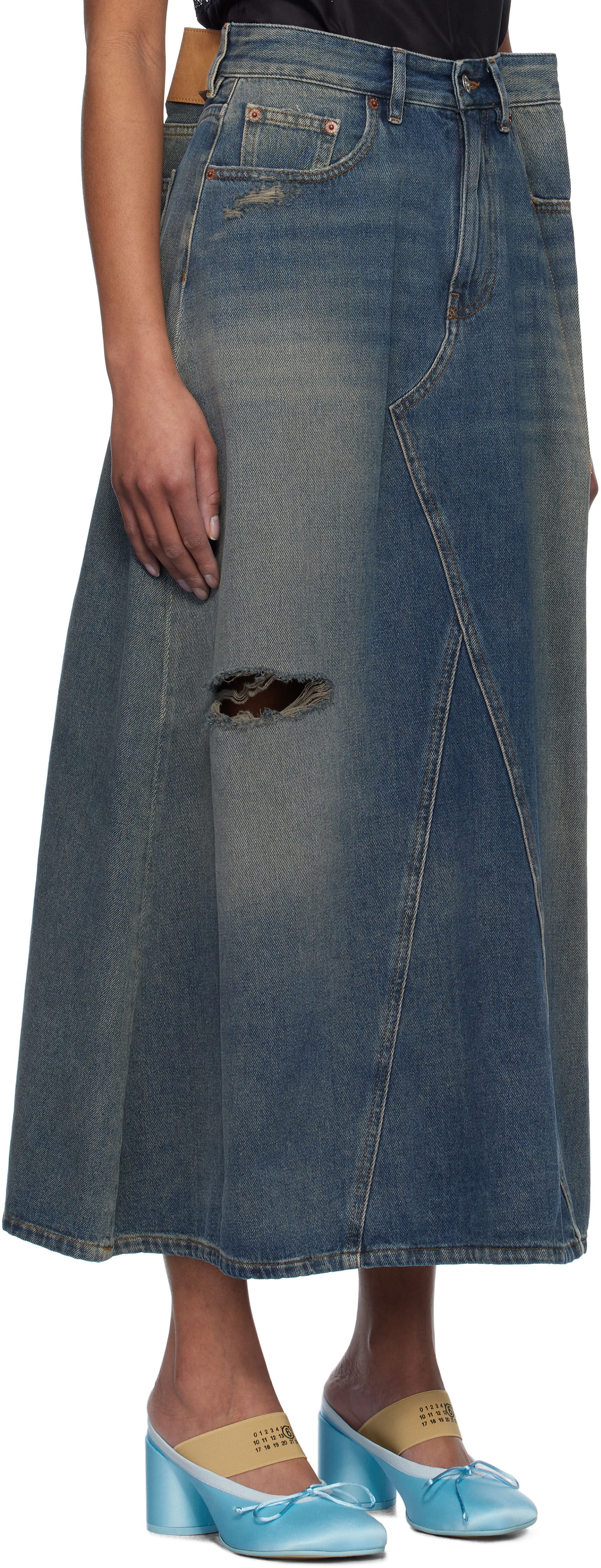 Nederdel Maison Margiela Maison Margiela Darting Denim Midi Skirt Blå | S52ME0022 M30017, 1