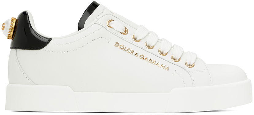 Sneakers og sko Dolce & Gabbana White & Gold Portofino Sneakers Hvid | CK1602 AH506