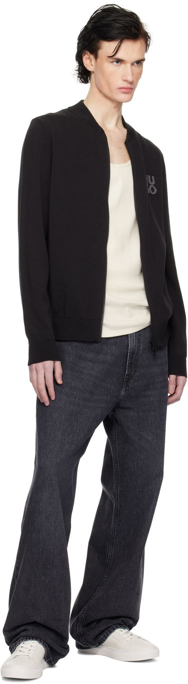 Sweater BOSS Knit Logo Bomber Jacket Sort | 50531819, 3