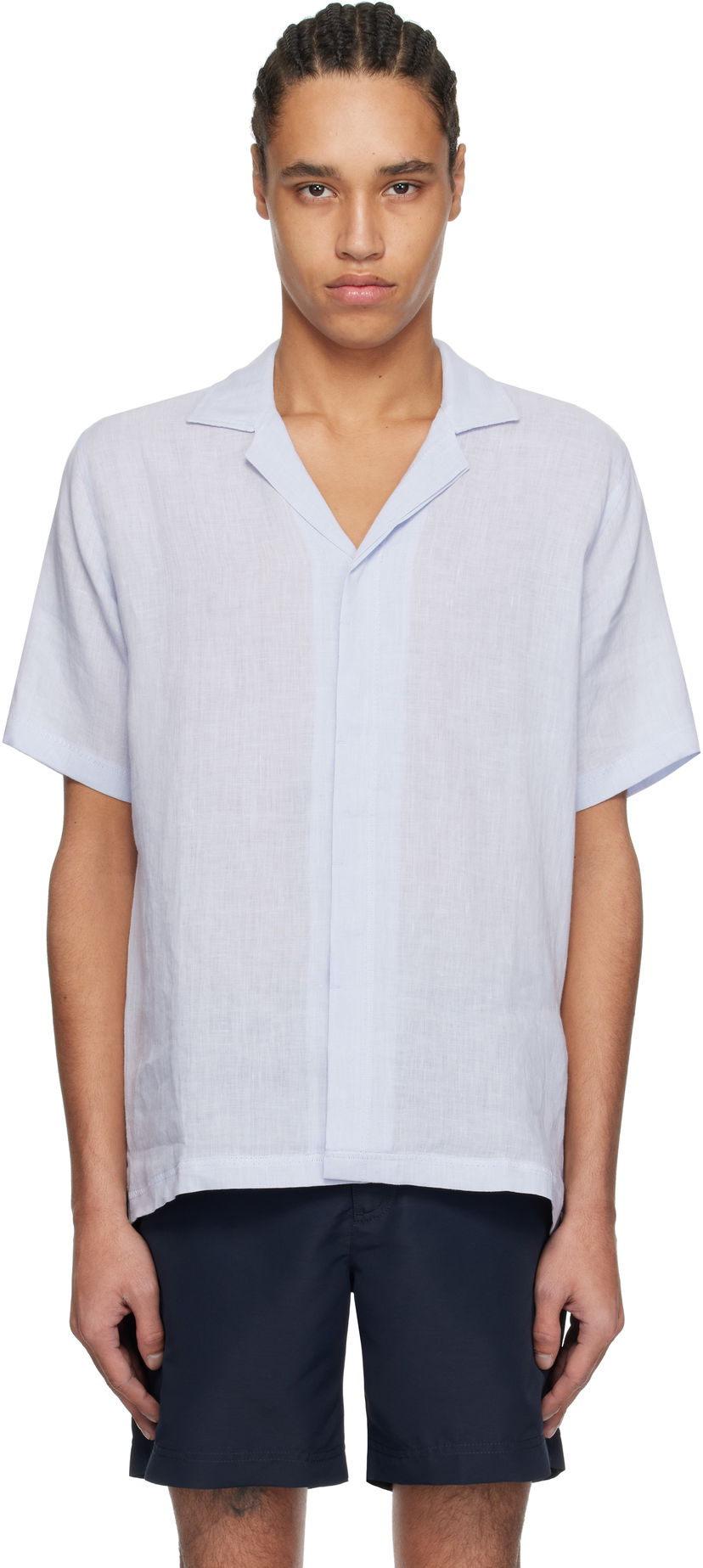 Skjorte Orlebar Brown Orlebar Brown Maitan Linen Resort Shirt Blå | 279644
