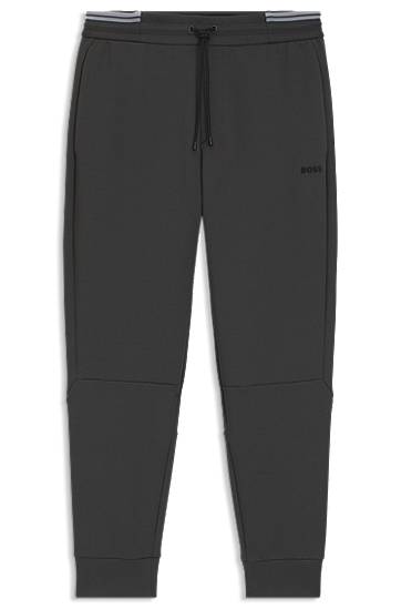 Træningsdragt BOSS Cotton-Blend Tracksuit Bottoms with Striped Trims Sort | 50543070