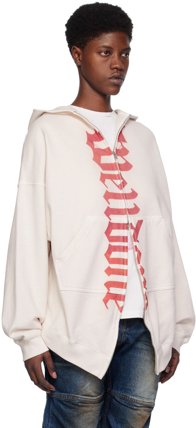 Sweatshirt We11done We11done Printed Zip-Up Hoodie Beige | WD-TJ0-24-812-U-WH, 1