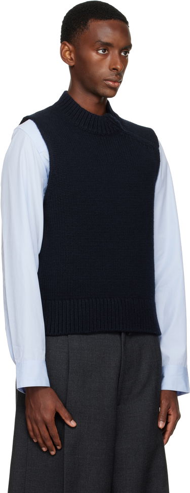 Vest Dries Van Noten Dries Van Noten Merino Wool Turtleneck Vest Mørkeblå | 252-021245-2710, 1