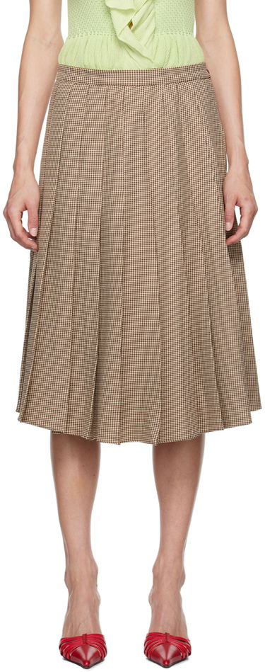 Nederdel GUIZIO Guizio Gibson Houndstooth Pleated Midi Skirt Brun | P24305W087, 0