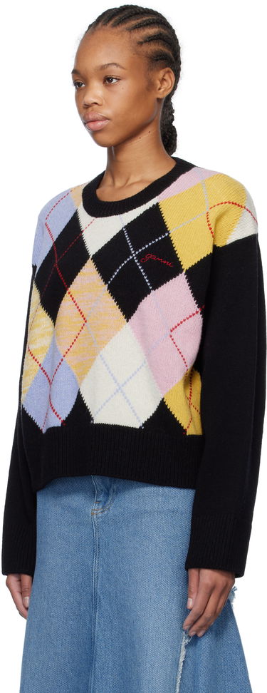 Sweater GANNI GANNI Harlequin Argyle Knit Sweater Flerfarvet | K2379, 3