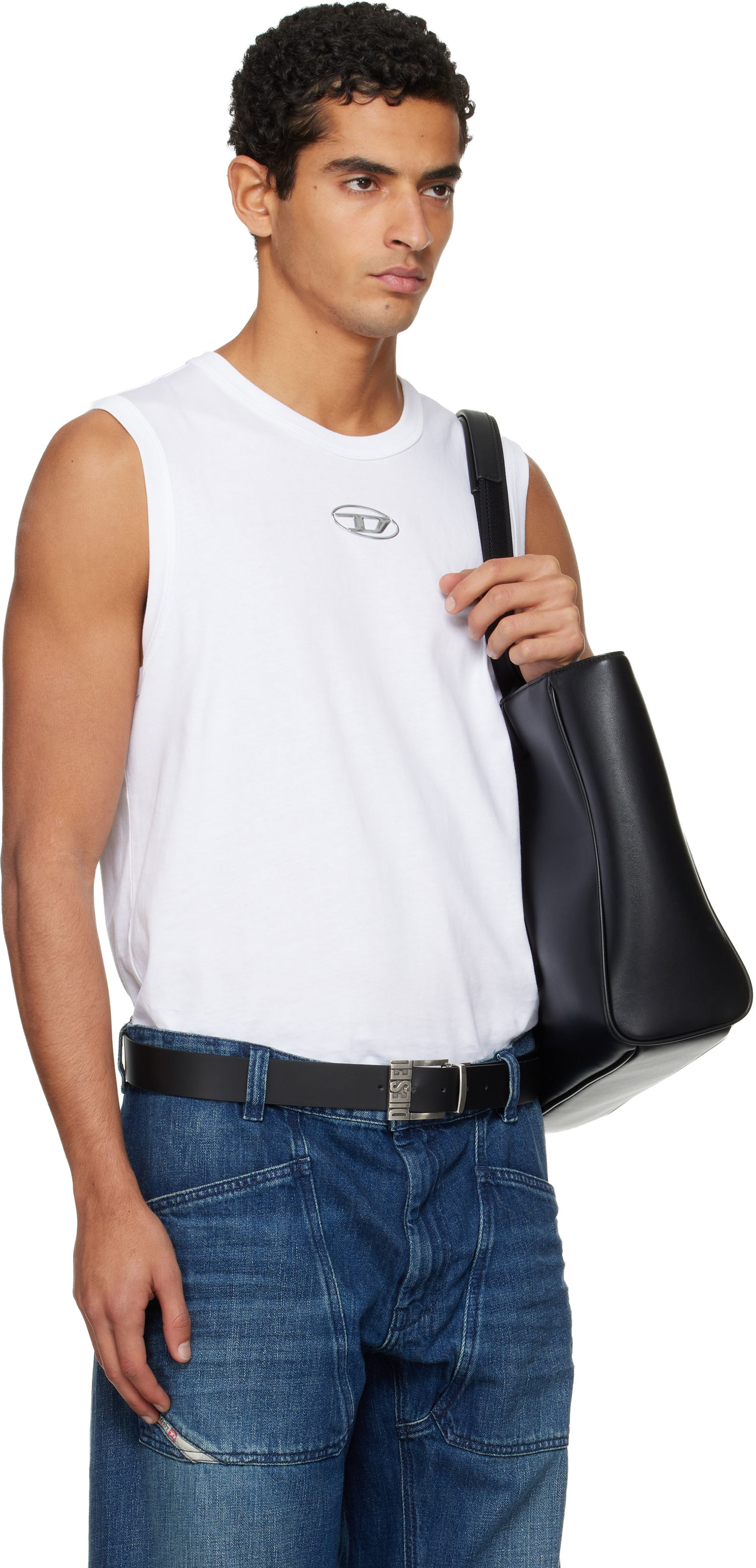 Tanktop Diesel Tank Top with Oval Logo Hvid | A15372-0CLBR-100, 1