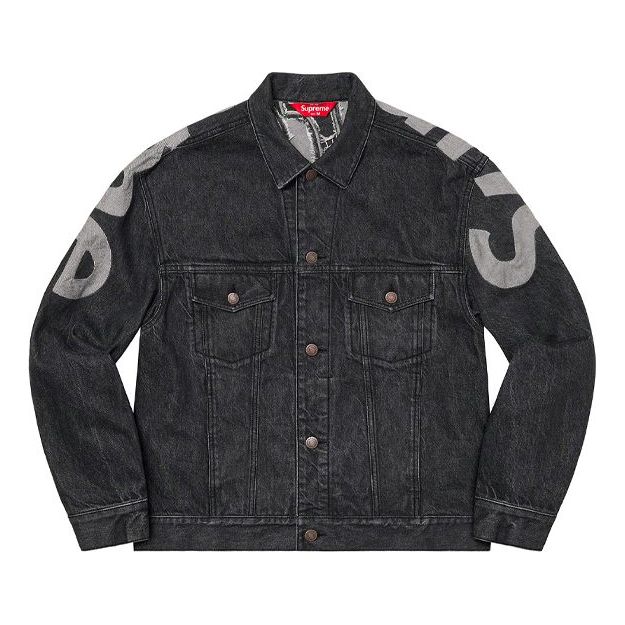 Bomberjakke Supreme Inset Logo Denim Trucker Jacket Sort | SUP-SS22-070