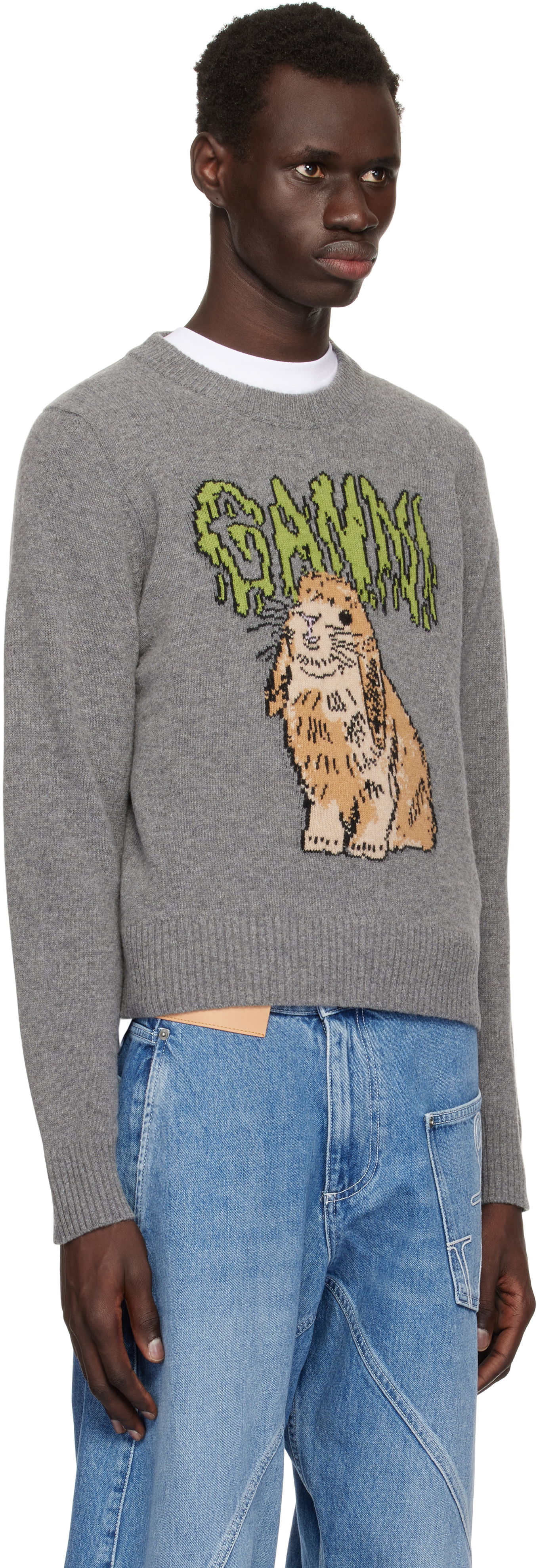 Sweater GANNI Wool Vest Frost Gray Grå | K2308-523, 1