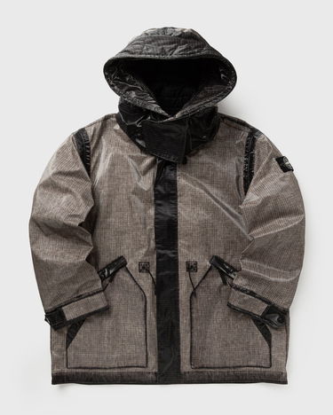 Parka Stone Island Short Hooded Parka with Grid Pattern and Contrast Panels Flerfarvet | K2S154100079S0237.V0061, 2