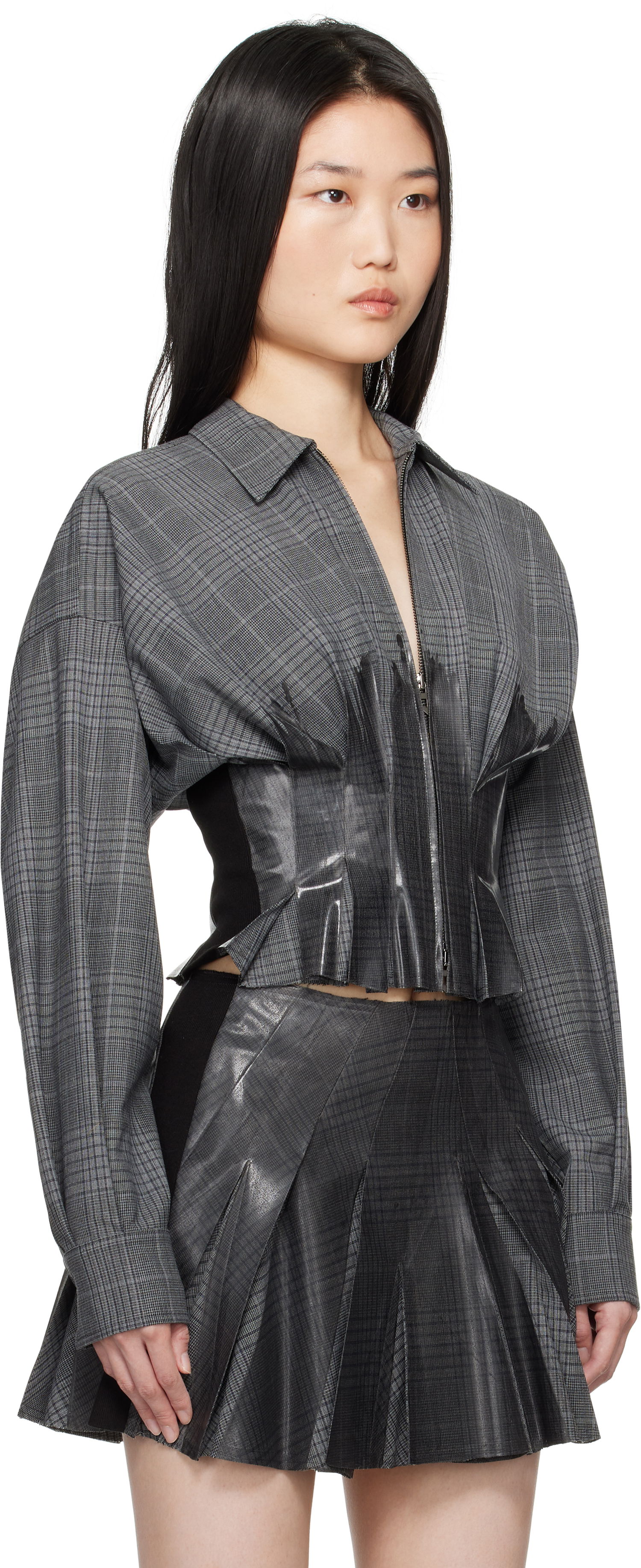 Nederdel Diesel Plaid Zip-Up Jacket Grå | A16549 0HQAG, 1