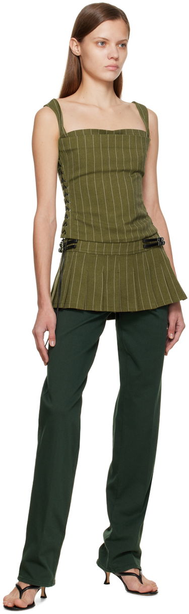 Nederdel Miaou Miaou Reno Pinstripe Miniskirt Grøn | 4020SWBOVP, 3