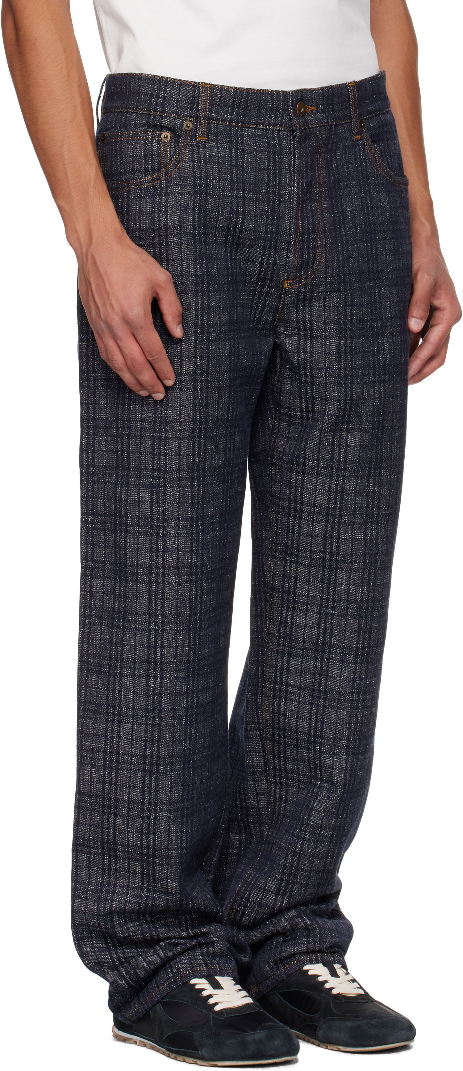 Jeans Burberry Burberry Loose Check Jeans Blå | 8110647, 1