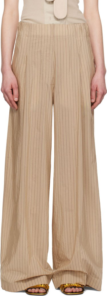 Bukser Dries Van Noten Dries Van Noten Striped Wide-Leg Trousers Beige | 251-010909-1524, 0