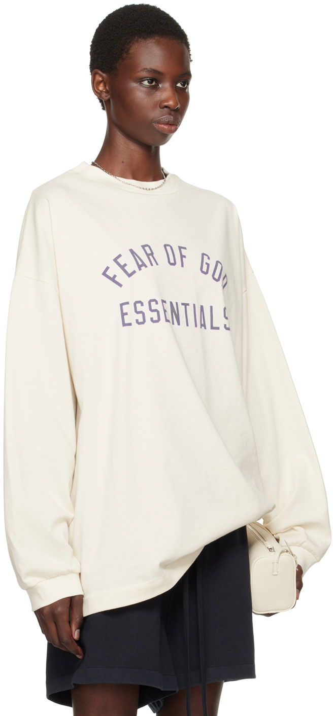 Sweater Fear of God Fear of God Essentials Crewneck Long Sleeve T-Shirt Hvid | 125BT244202F, 1