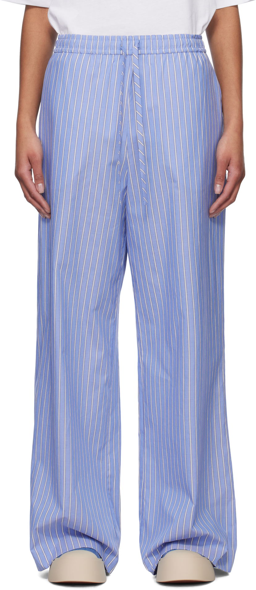 Bukser Marni Marni Loose Striped Trousers Blå | PAMA0071S1 UTC455