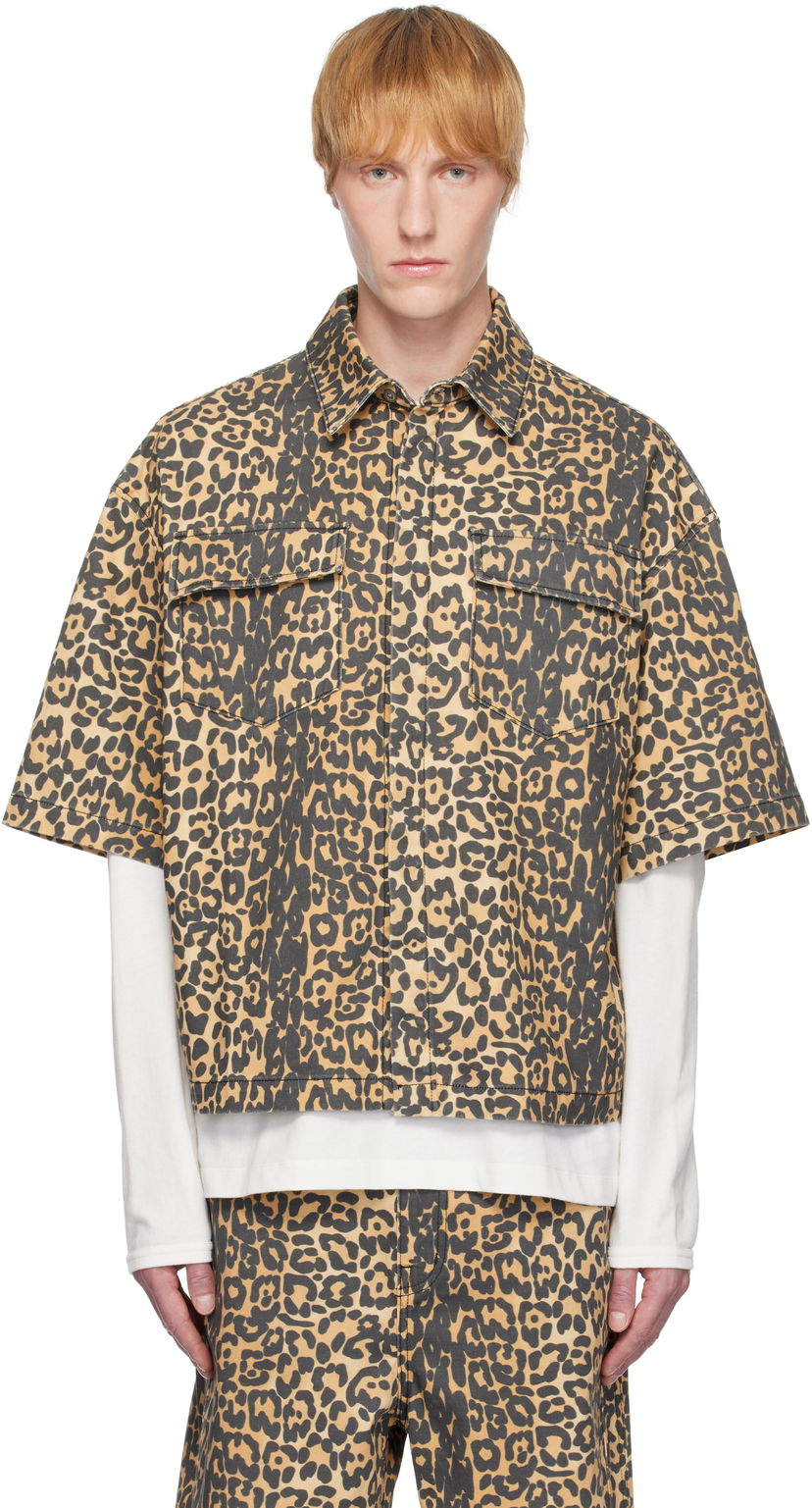Skjorte Rhude Rhude Leopard Boxy Work Denim Shirt Beige | RHSS25SR05012