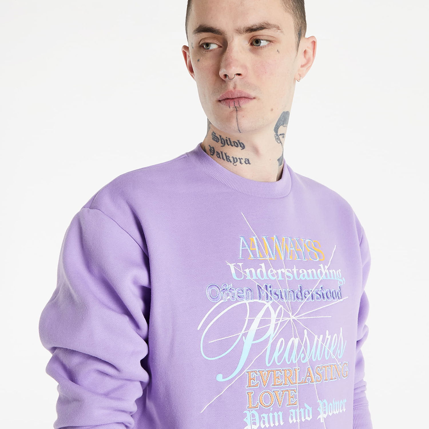Sweatshirt Pleasures Faith Crewneck Sweatshirt Lilla | P21W027 Purple, 0