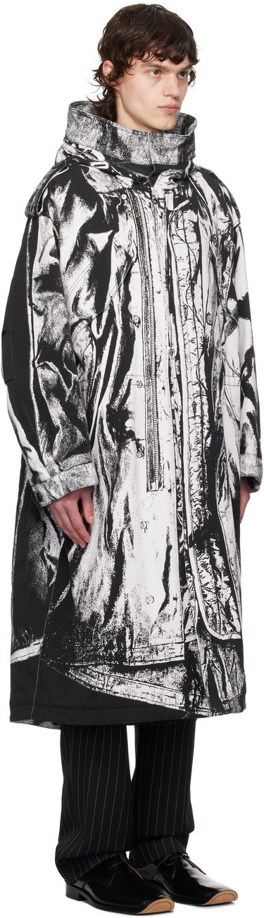 Regnfrakke Jean Paul Gaultier Jean Paul Gaultier Trompe-L'œil Print Hooded Coat Sort | 25/33-F-MA032I-C570-0001, 1