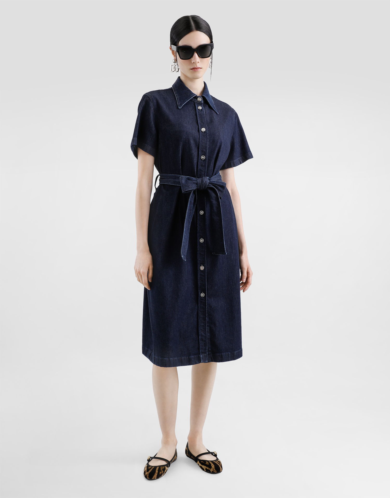 Kjole Dolce & Gabbana Dolce & Gabbana Silk Denim Shirt Dress Blå | F6TMBDG8MR3S9001, 1