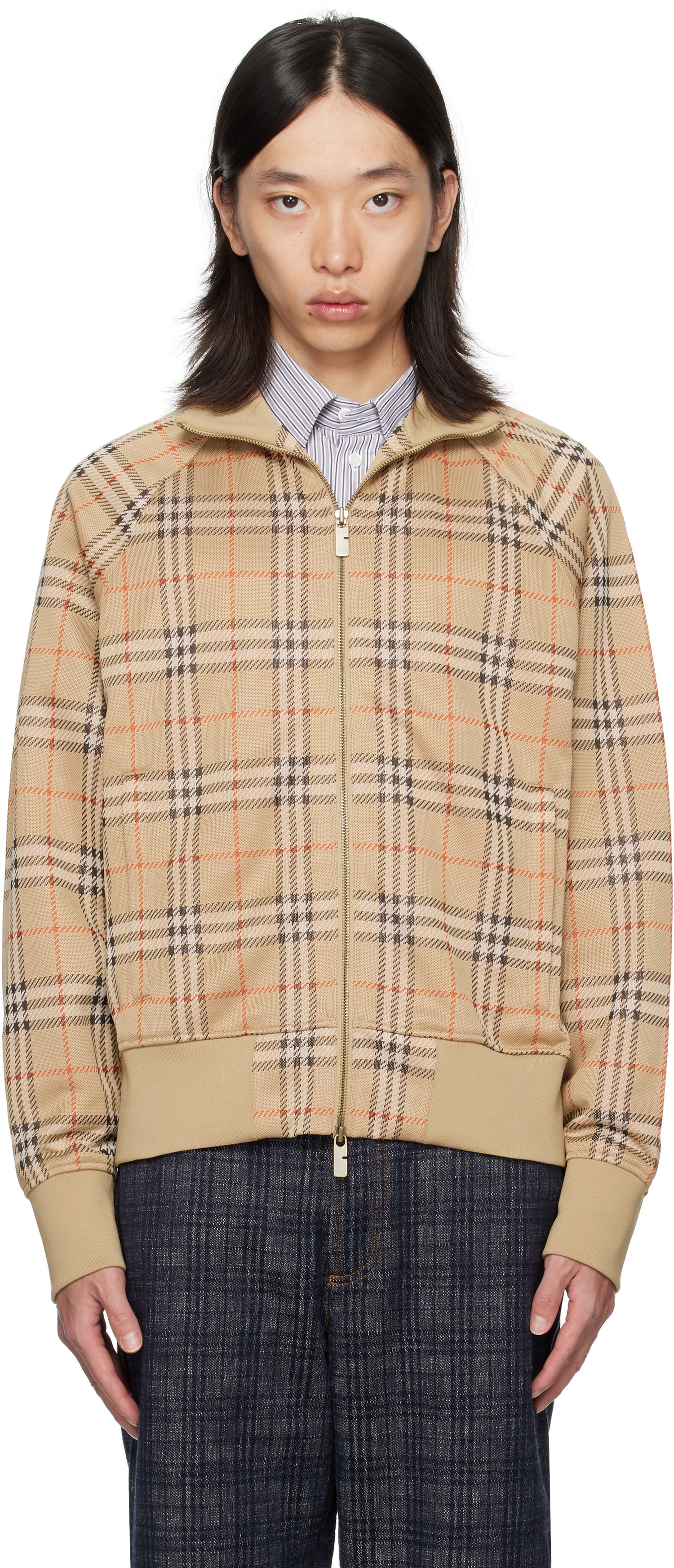 Træningsdragt Burberry Burberry Check Track Jacket Beige | 8113844, 0