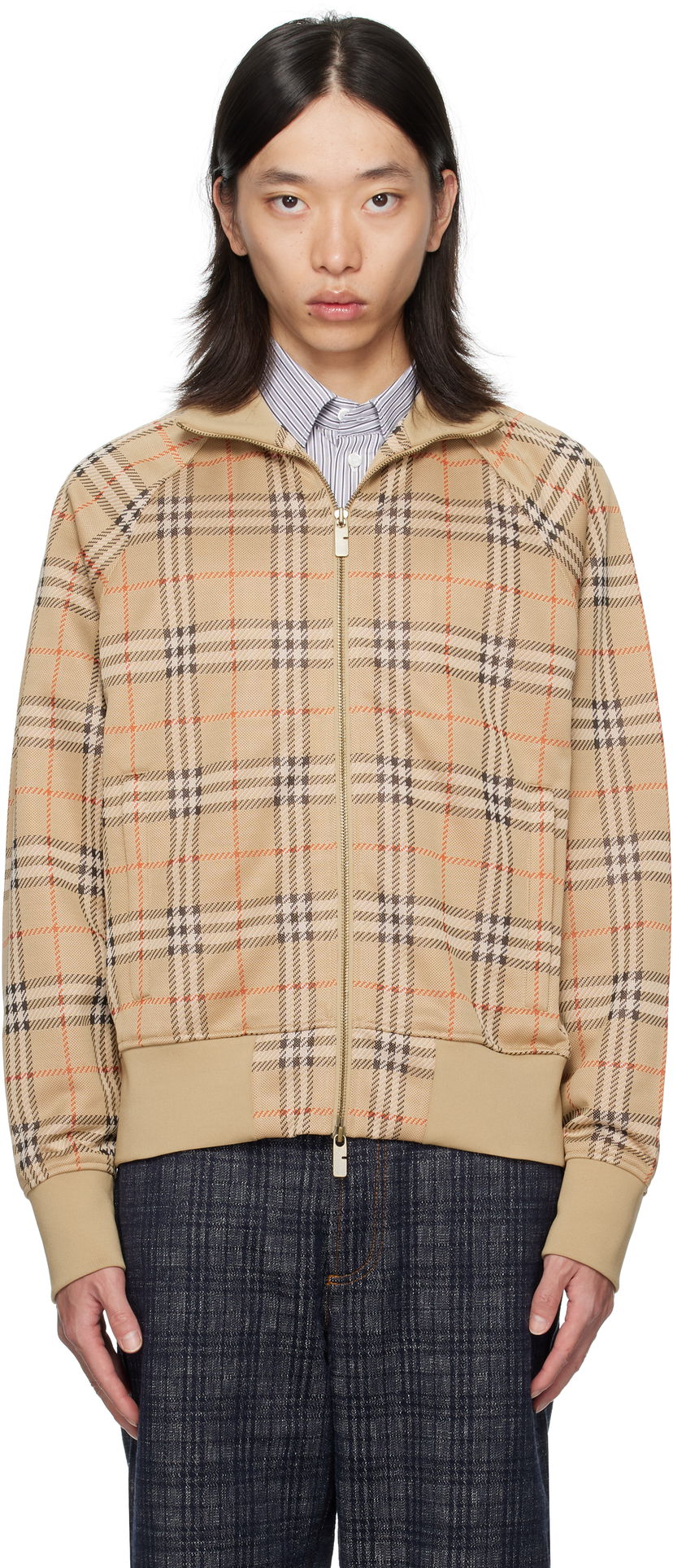 Træningsdragt Burberry Burberry Check Track Jacket Beige | 8113844