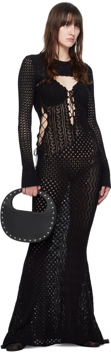 Kjole GUIZIO Guizio Micro Crop Open Knit Sweater Sort | S24710S035, 3