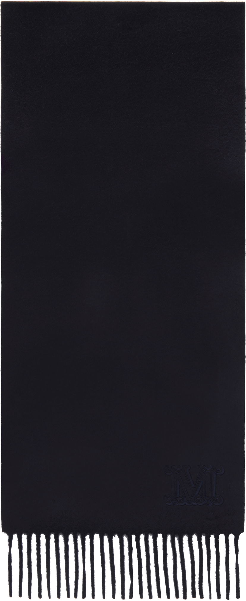Tørklæde Max Mara Embroidered Logo Wool Scarf Mørkeblå | 2424546312600 MM02232