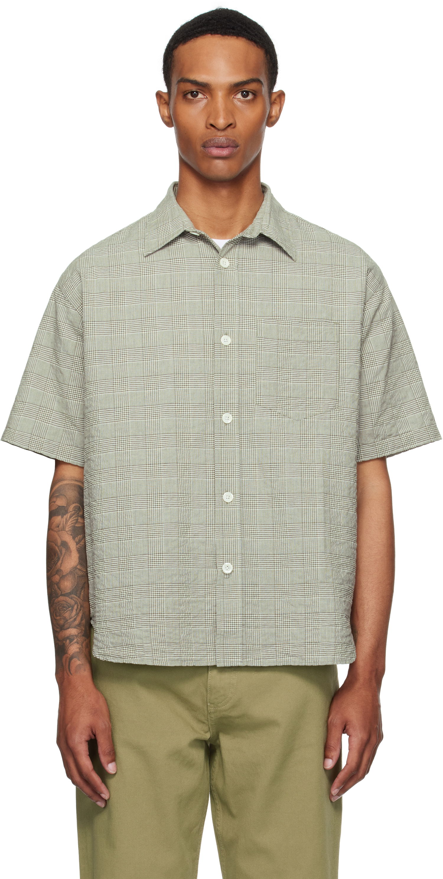 Skjorte NORSE PROJECTS Norse Projects Mo Oversized Check Short Sleeve Shirt Grøn | N40-0827, 0