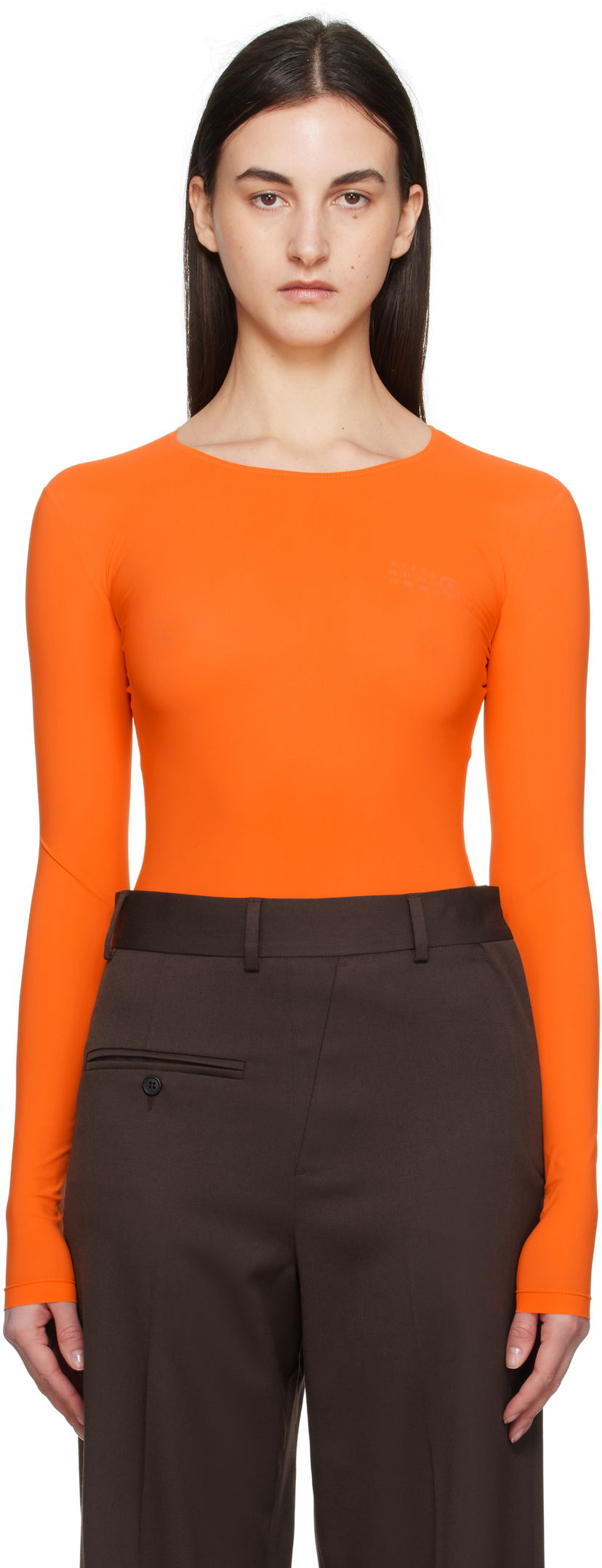 Krop Maison Margiela MM6 Maison Margiela Jersey Long Sleeve Bodysuit Orange | S52NA0068 S20518