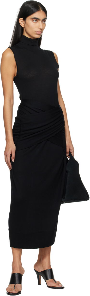 Kjole TOTEME TOTEME Draped Knit Midi Dress Sort | 244-WRD0150-YA0087, 3
