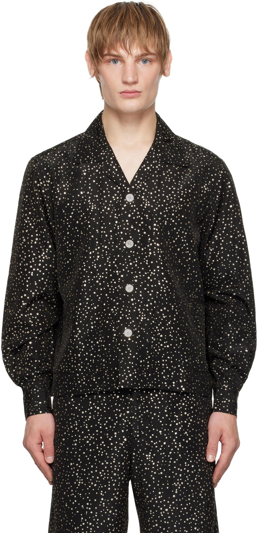 Skjorte Bode Glitter Long Sleeve Shirt Sort | MRF24SH059