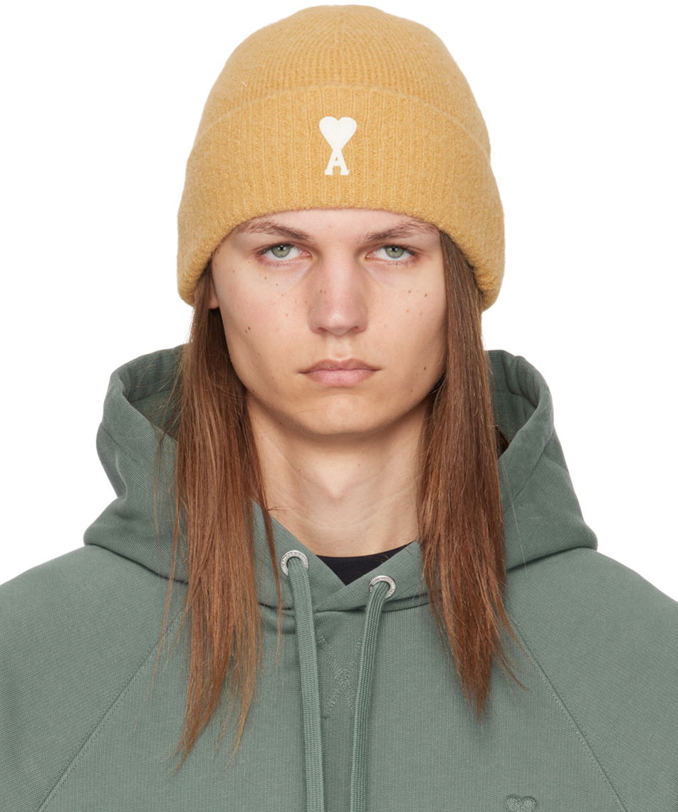 Beanie AMI Paris Yellow Off-White de Cœur Beanie Gul | UHA115.KN0032, 0