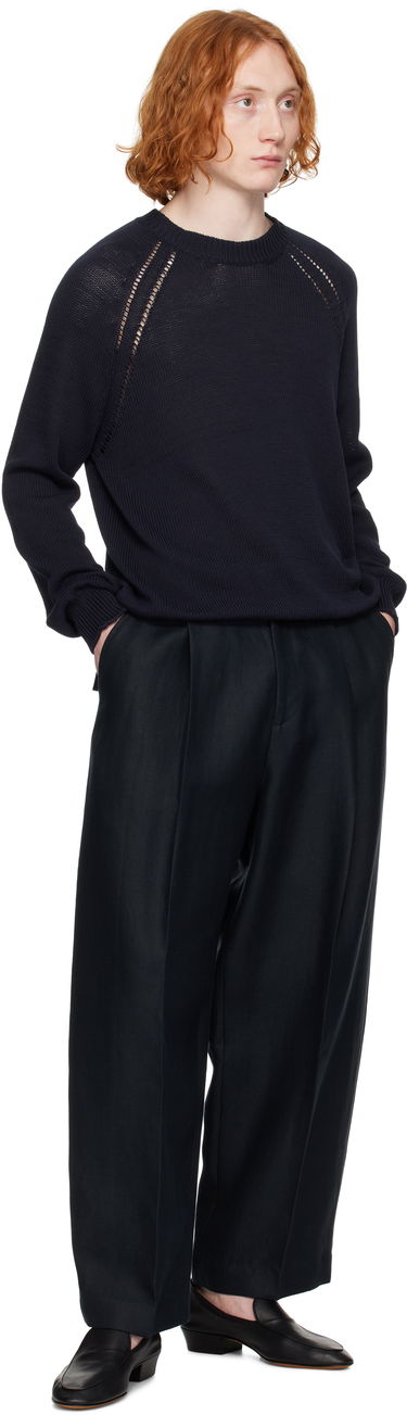 Bukser Studio Nicholson Studio Nicholson Ellis Pleated Trousers Mørkeblå | ELLIS SNM-1074, 3